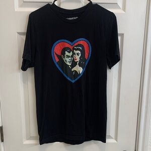 Black Graphic Heart Vampire Couple Tee